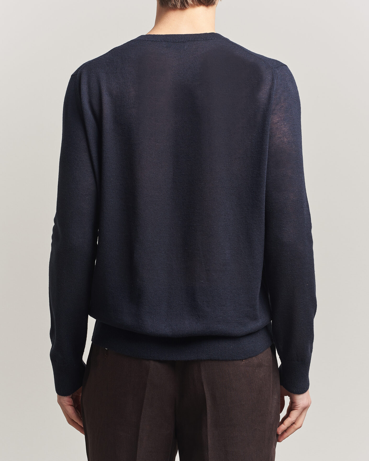 Herren | Pullover | Piacenza Cashmere | Soft Silk/Cashmere Crew Neck  Navy