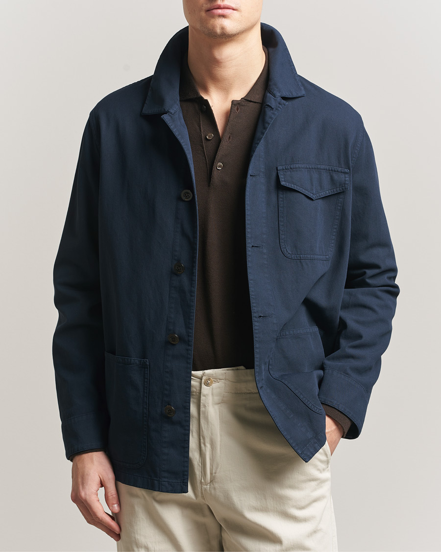 Herren | Jacken | Boglioli | Cotton Gabardine Work Jacket Navy