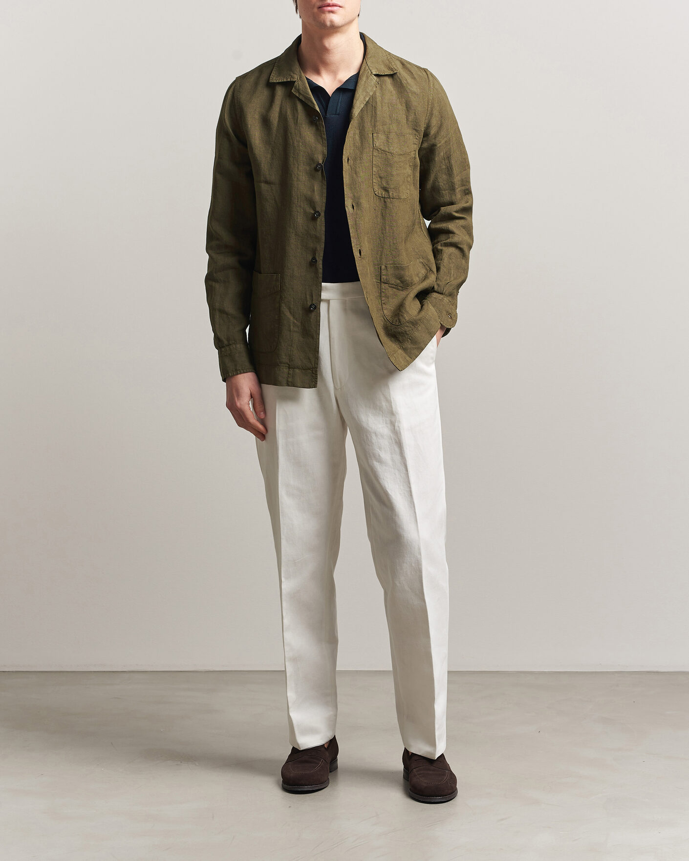 Herren | Jacken | Boglioli | Linen Painter Jacket Military