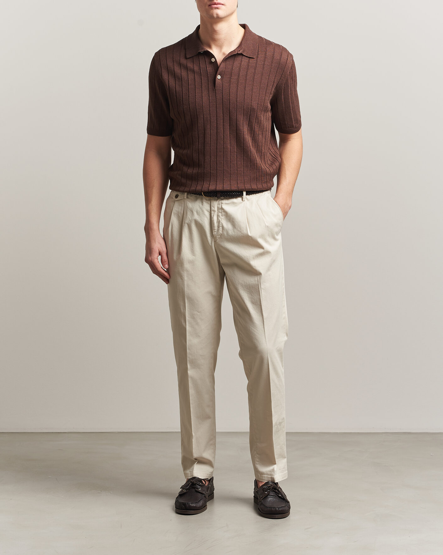 Herren | Poloshirts | Boglioli | Short Sleeve Knitted Rib Polo Brown