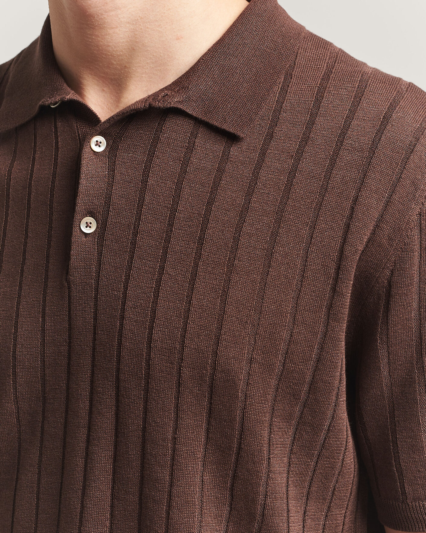 Herren | Poloshirts | Boglioli | Short Sleeve Knitted Rib Polo Brown
