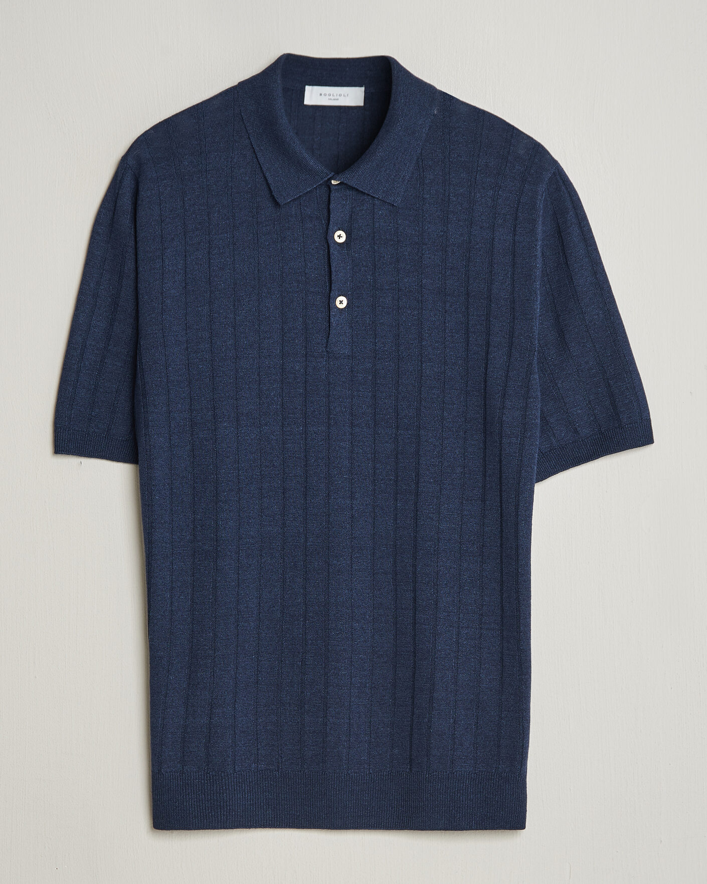 Herren | Poloshirts | Boglioli | Short Sleeve Knitted Rib Polo Navy