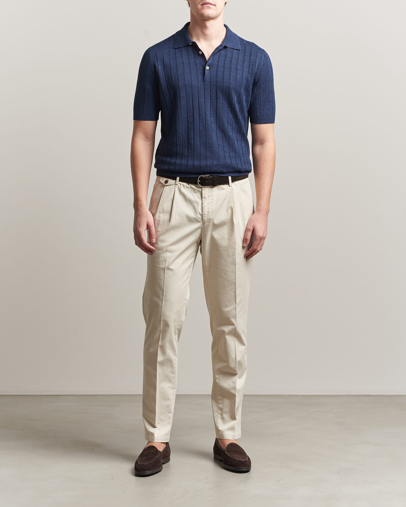 Herren | Poloshirts | Boglioli | Short Sleeve Knitted Rib Polo Navy