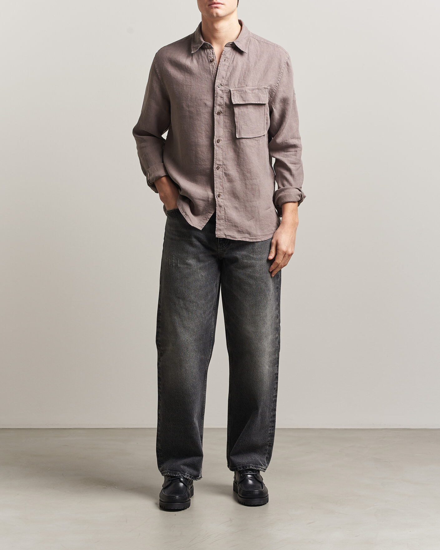 Herren | Hemden | Belstaff | Scale Linen Shirt Asphalt 