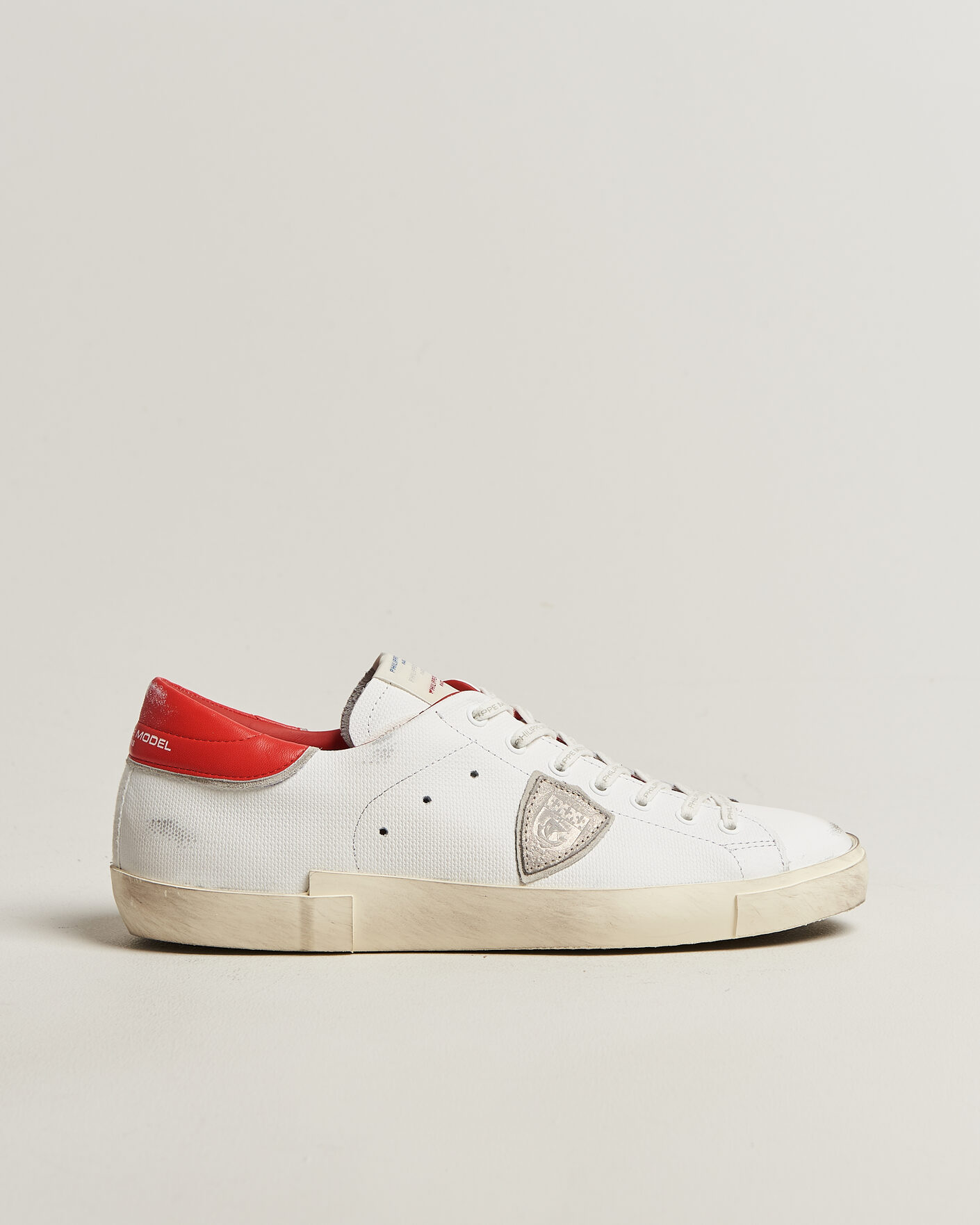Herren | Sneaker | Philippe Model | PRSX Low Top Canvas Mix Sneaker White/Red