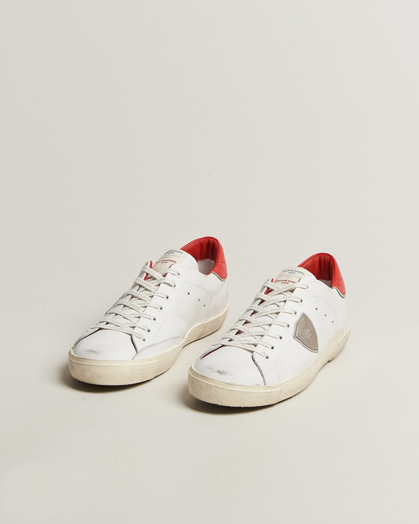 Herren | Sneaker | Philippe Model | PRSX Low Top Canvas Mix Sneaker White/Red
