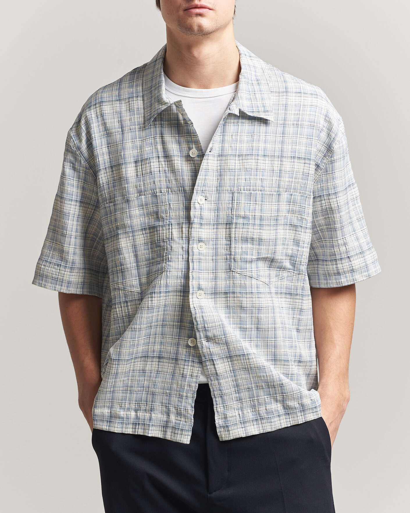 Herren | Hemden | Sunflower | Adam Short Sleeve Shirt Light Blue Check