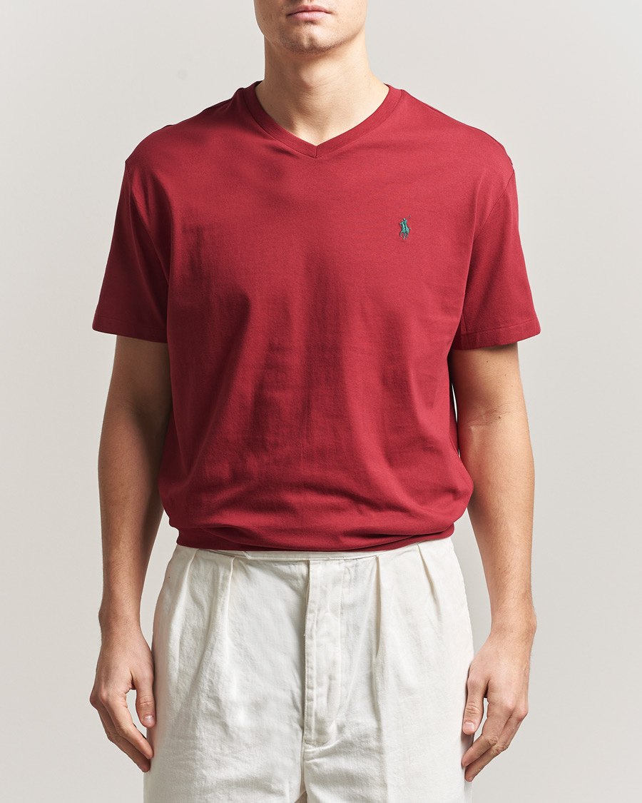 Herren | T-Shirts | Polo Ralph Lauren | V-Neck T-Shirt Heritage Red