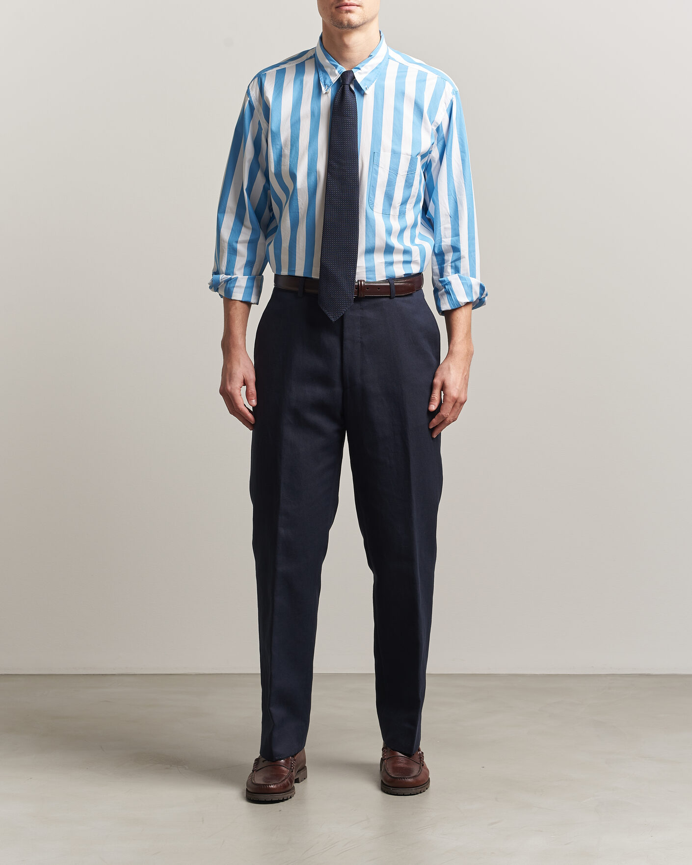 Herren | Hemden | Kamakura Shirts | Vintage Ivy Button Down Shirt Bold Blue Stripe