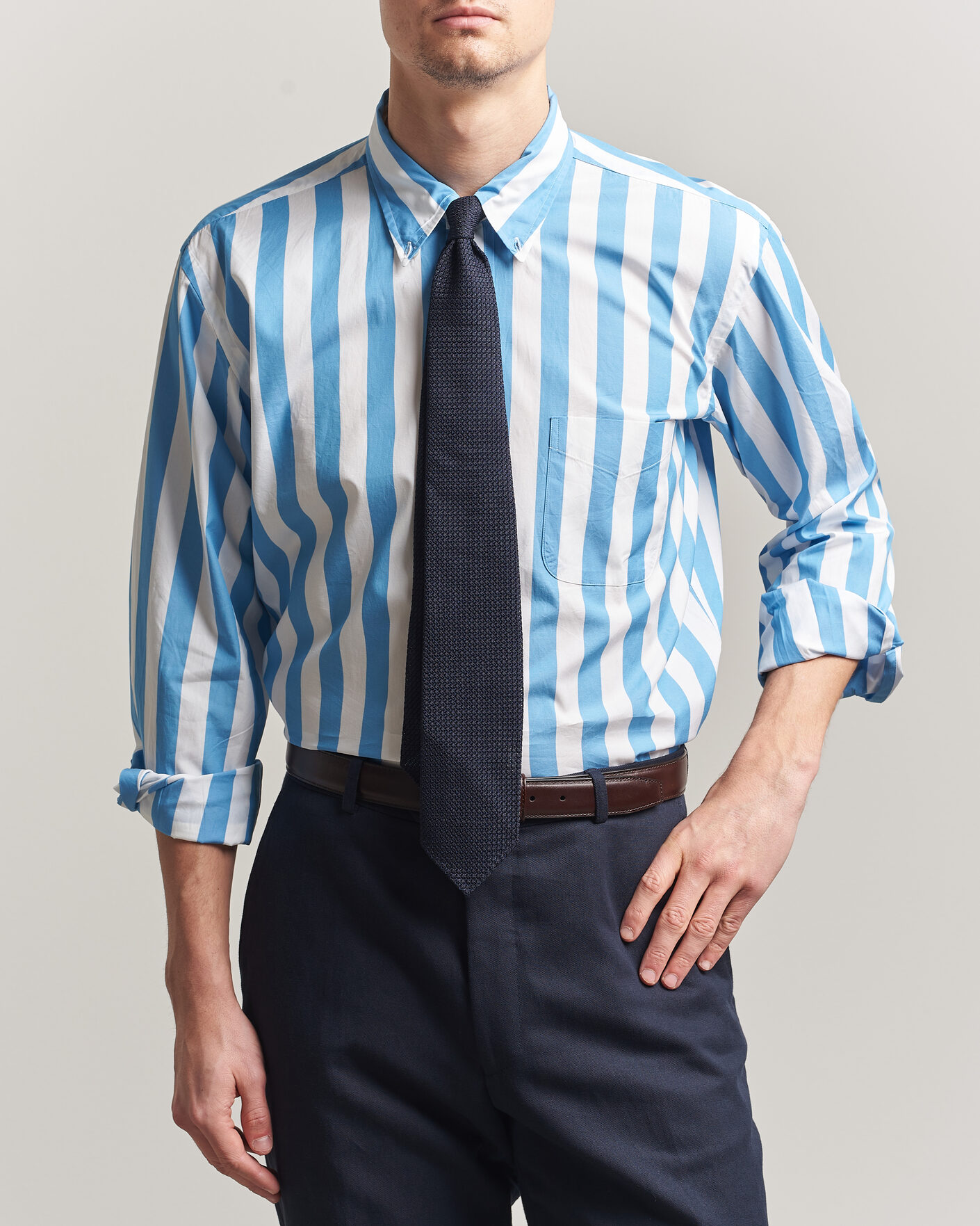 Herren | Hemden | Kamakura Shirts | Vintage Ivy Button Down Shirt Bold Blue Stripe