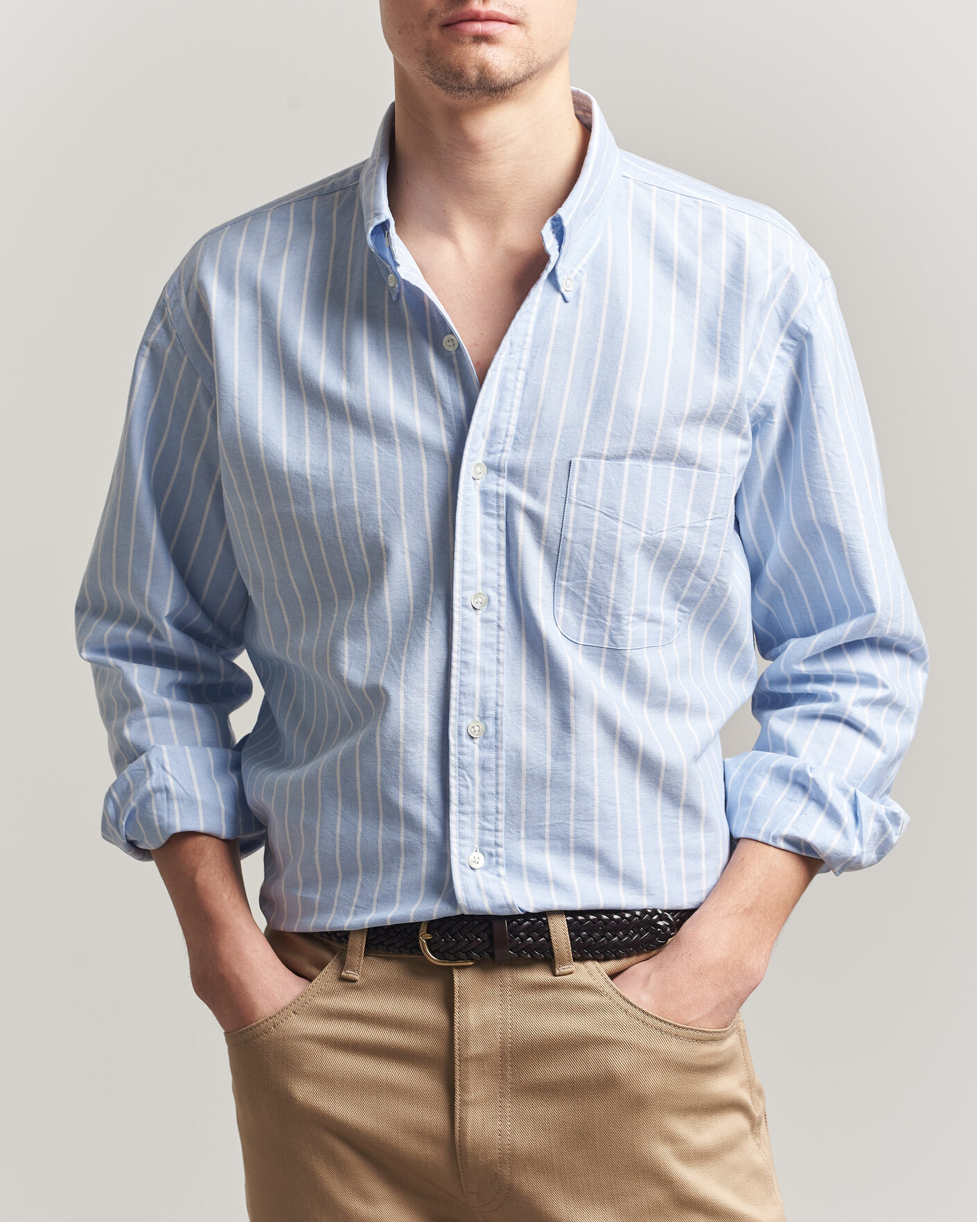 Herren | Hemden | Kamakura Shirts | Vintage Ivy Oxford BD Shirt Blue Blazer Stripe