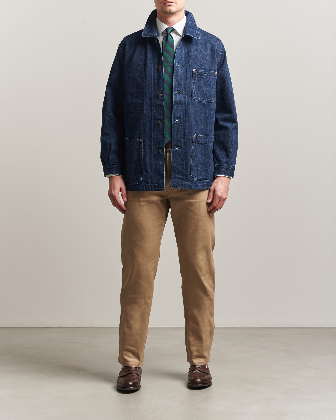 Herren | Jacken | Kamakura Shirts | French Work Jacket Dark Denim