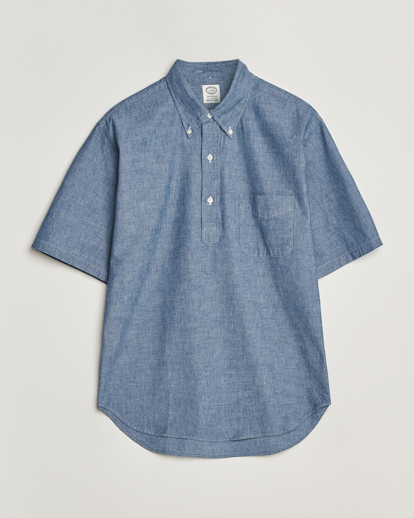Herren | Hemden | Kamakura Shirts | Vintage Ivy Half Sleeve Chambray Popover Blue