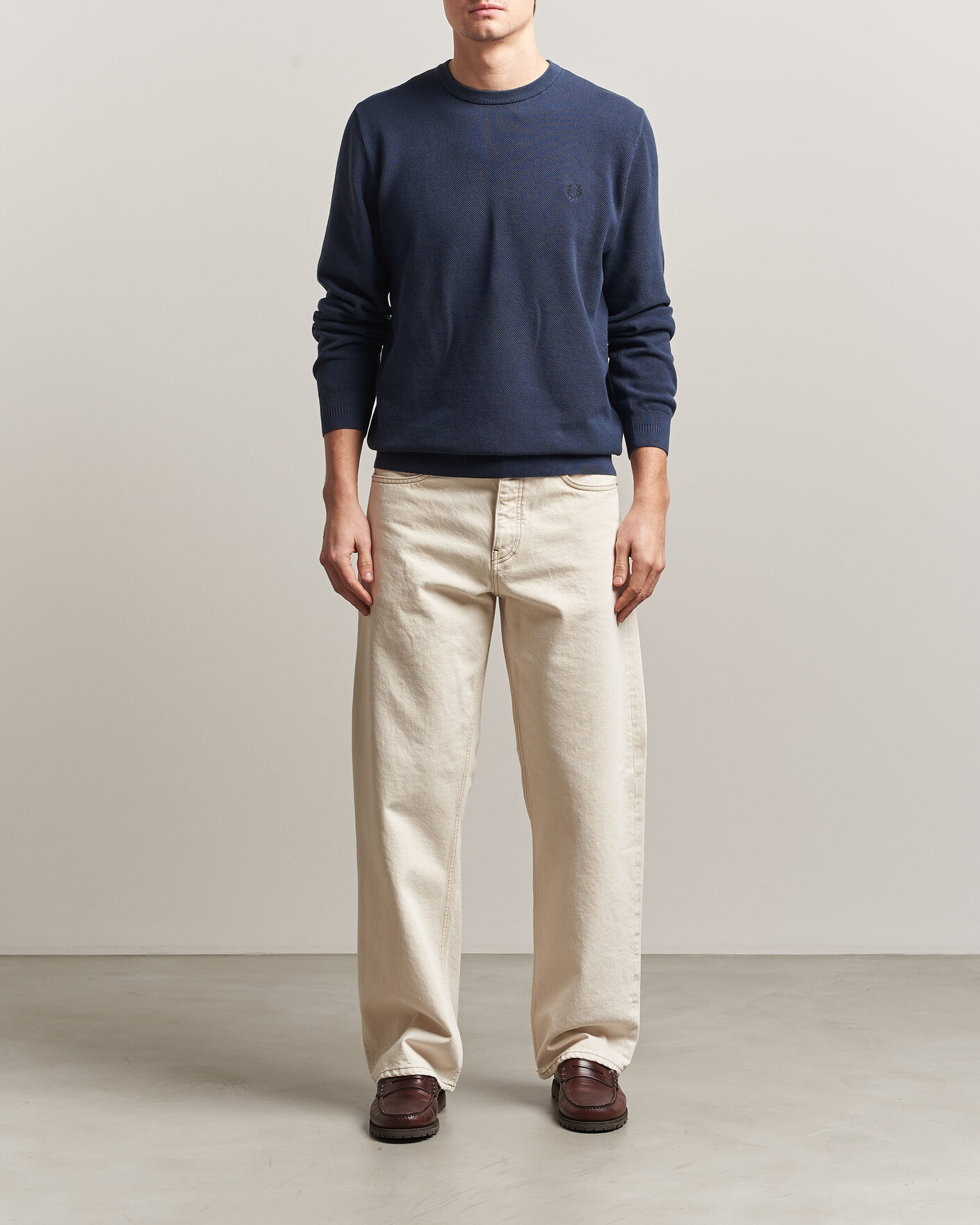 Herren | Pullover | Fred Perry | Piqué Stitched Sweater Dark Airforce