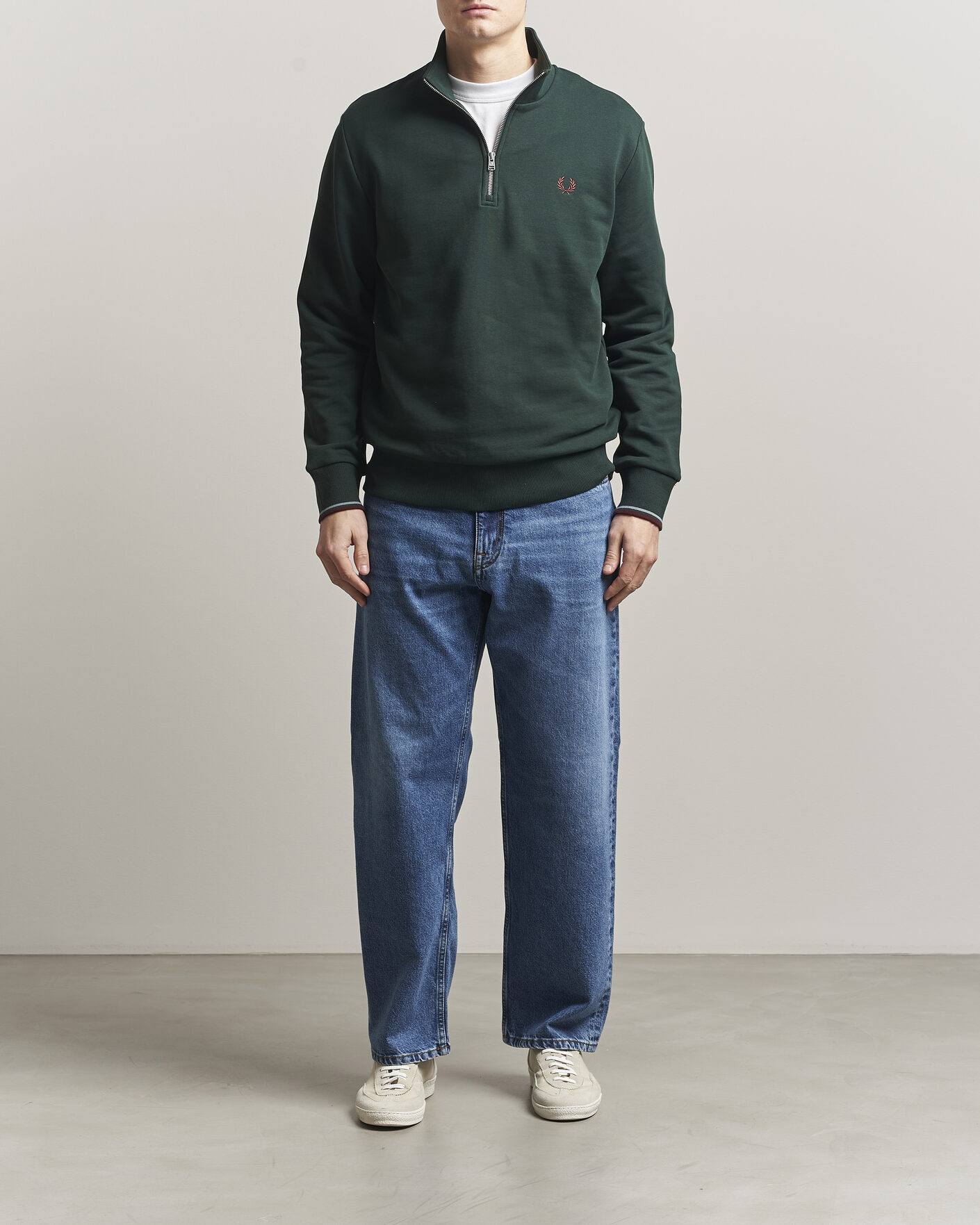 Herren | Pullover | Fred Perry | Half Zip Sweatshirt Grassroots Green