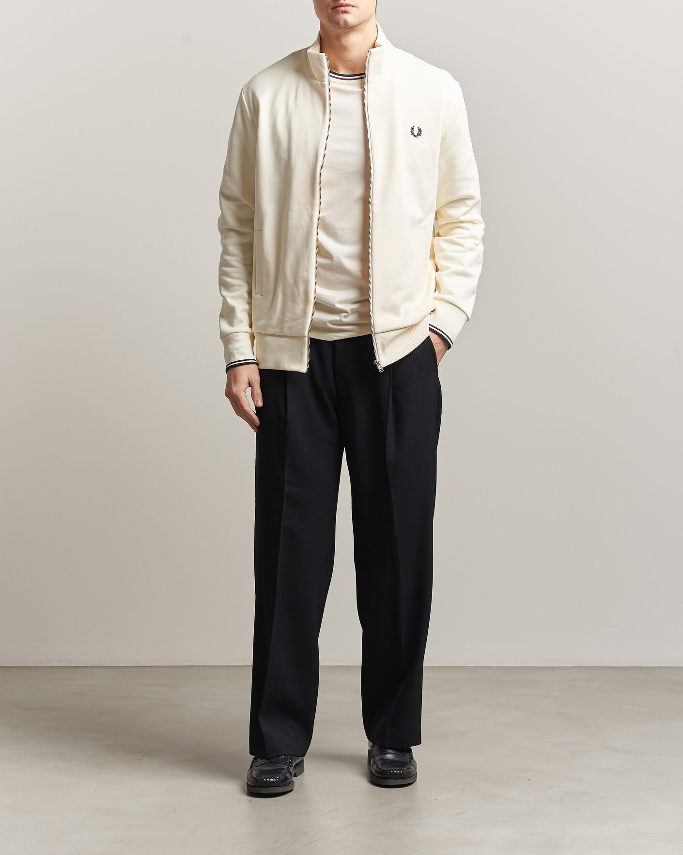 Herren | Pullover | Fred Perry | Full Zip Sweatshirt Ecru