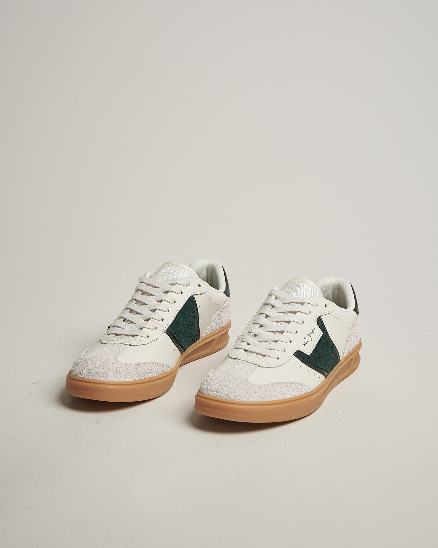 Herren | Sneaker | Fred Perry | B4 Leather/Suede Sneaker Light Ecru/Green