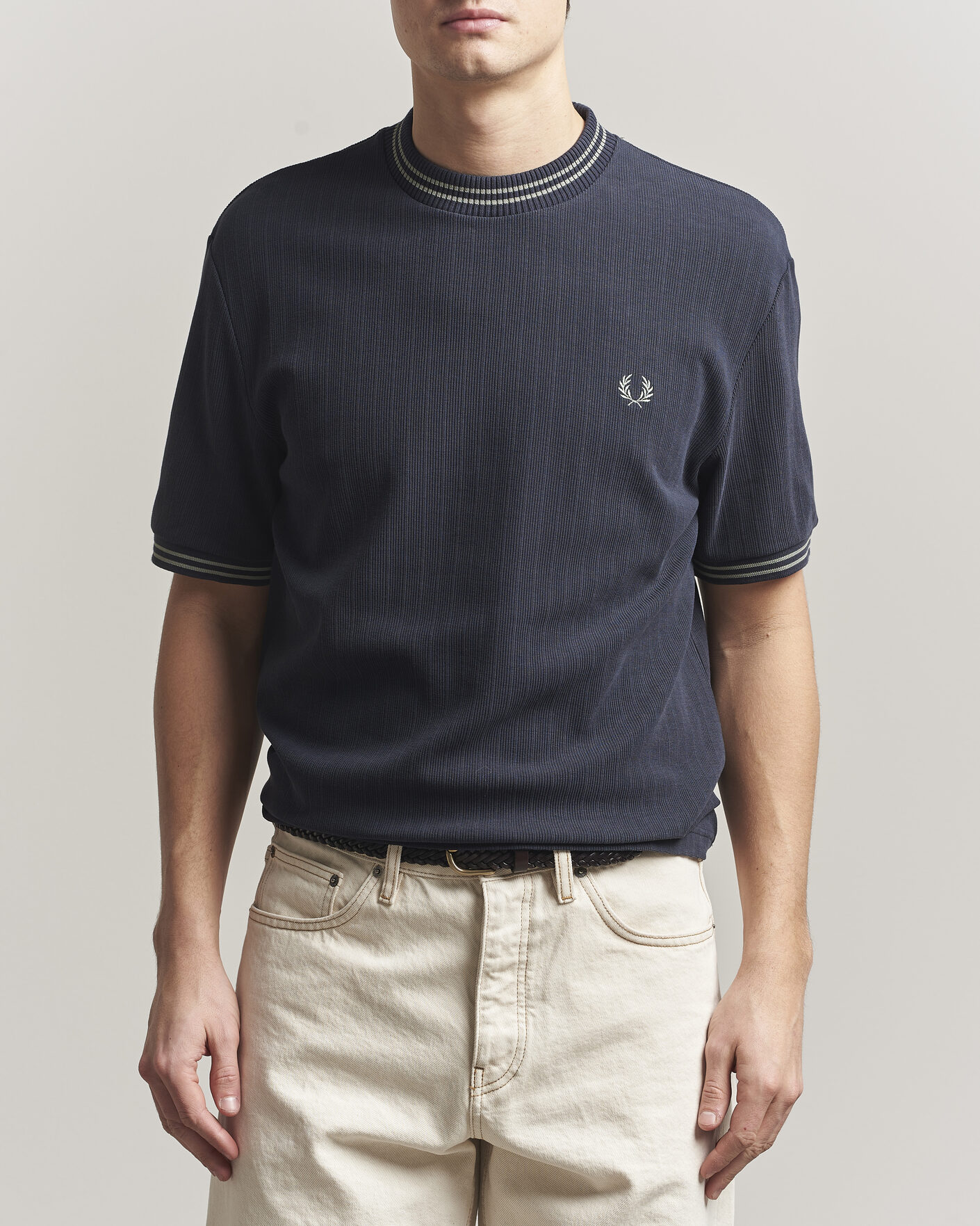 Herren | T-Shirts | Fred Perry | Rib Knitted T-Shirt Navy