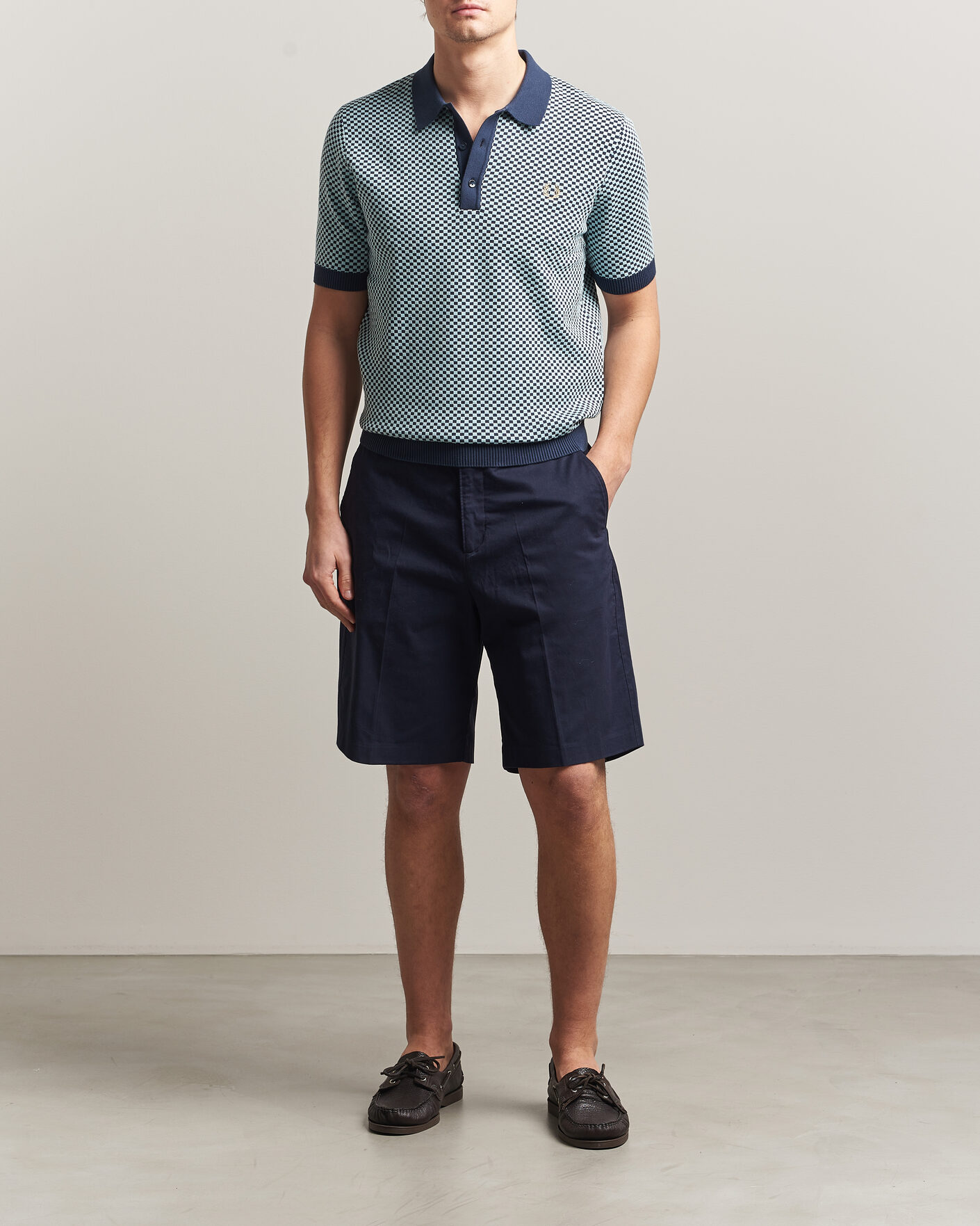 Herren | Poloshirts | Fred Perry | Checkboard Knitted Polo Dark Airforce