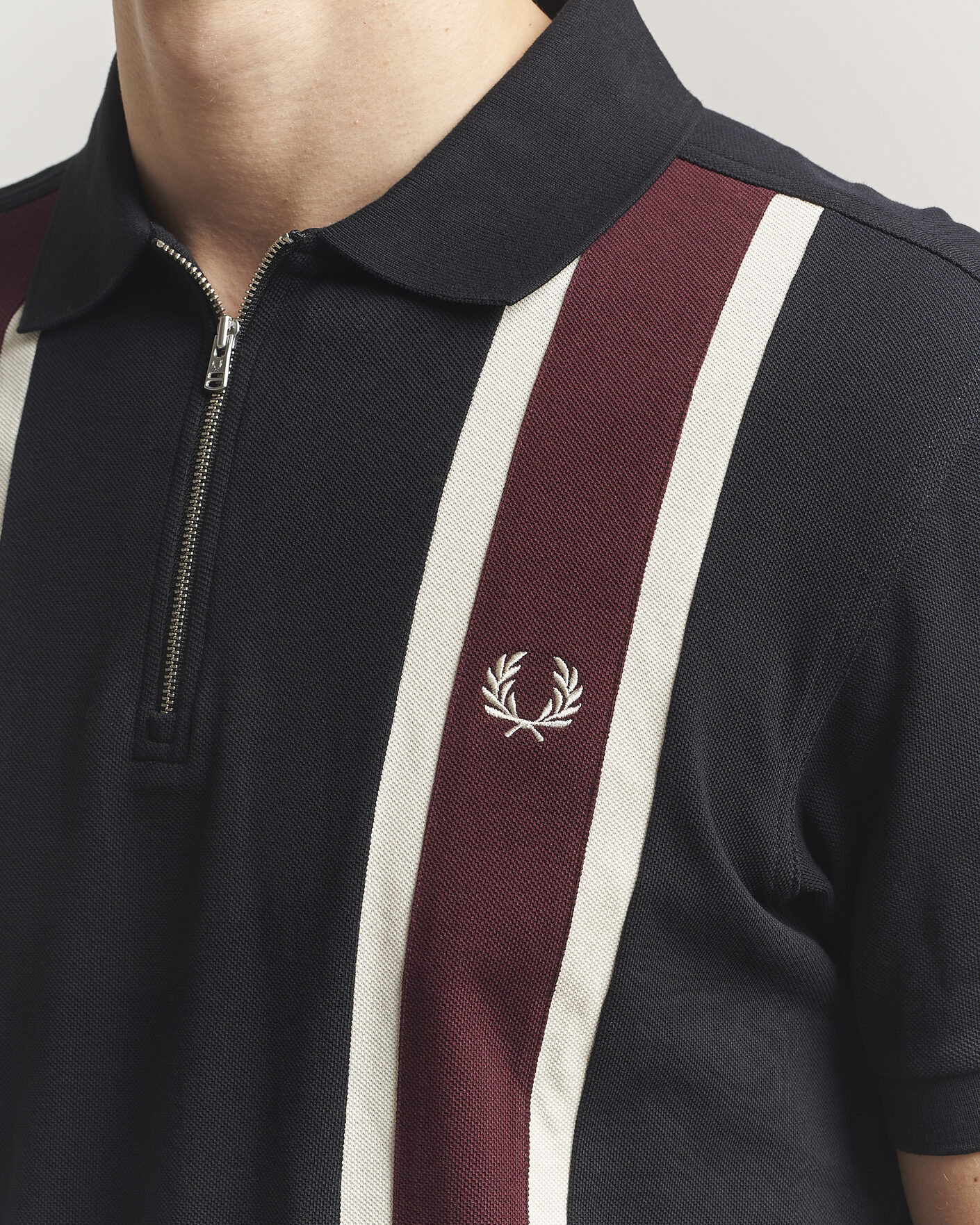 Herren | Poloshirts | Fred Perry | Tramline Half Zip Polo Black