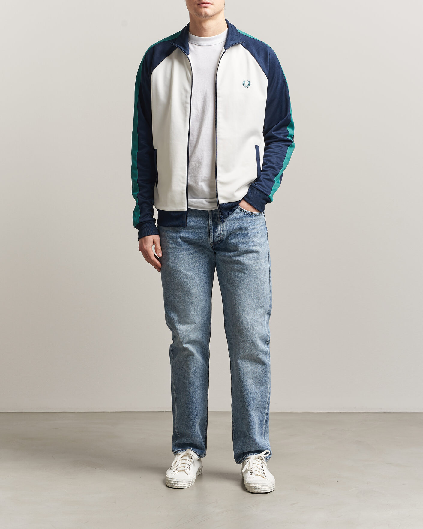 Herren | Pullover | Fred Perry | Contrast Sleeve Track Jacket Snow White