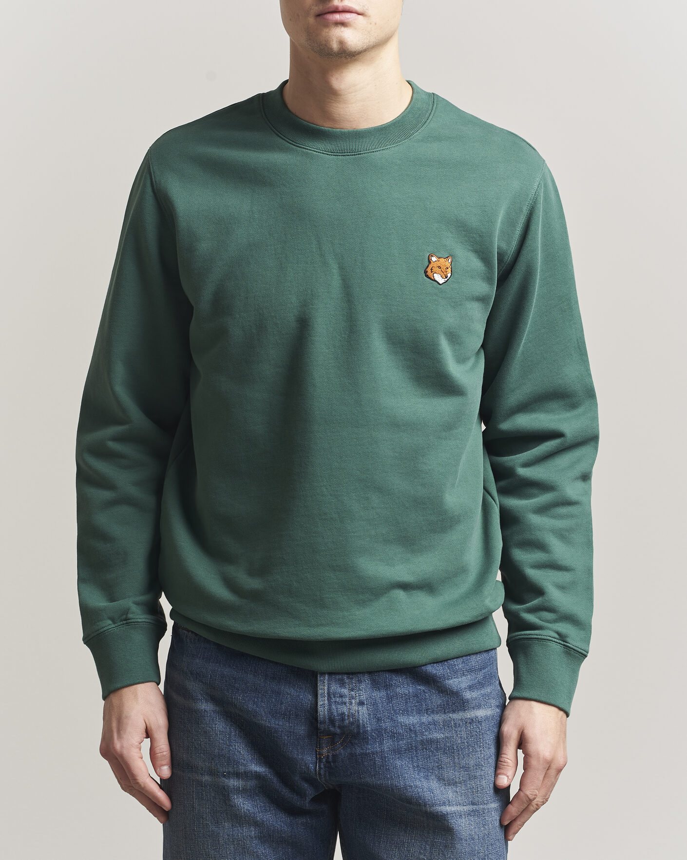 Herren | Pullover | Maison Kitsuné | Fox Head Sweatshirt Bottle Green