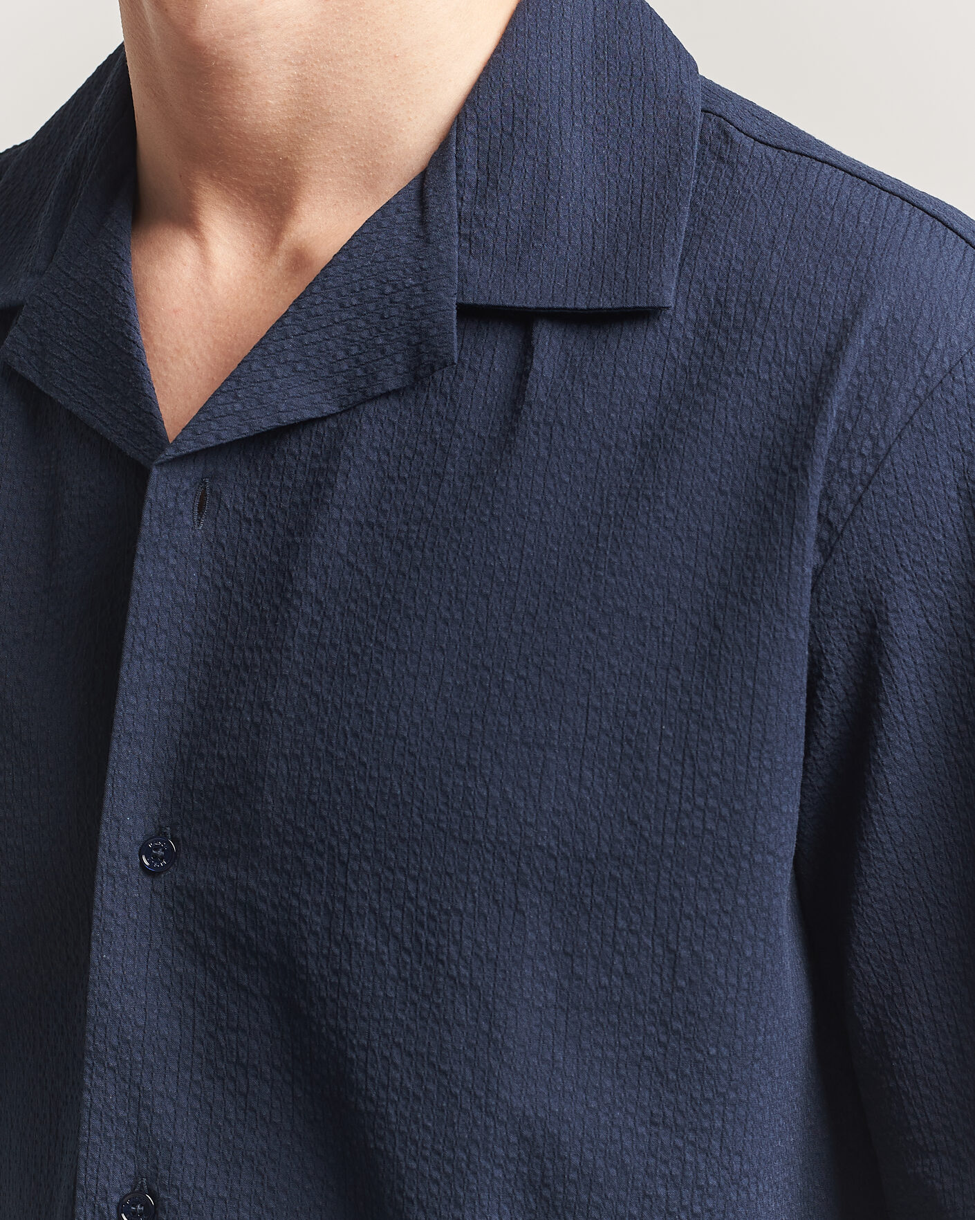 Herren | Hemden | Maison Kitsuné | Seersucker Resort Shirt Navy
