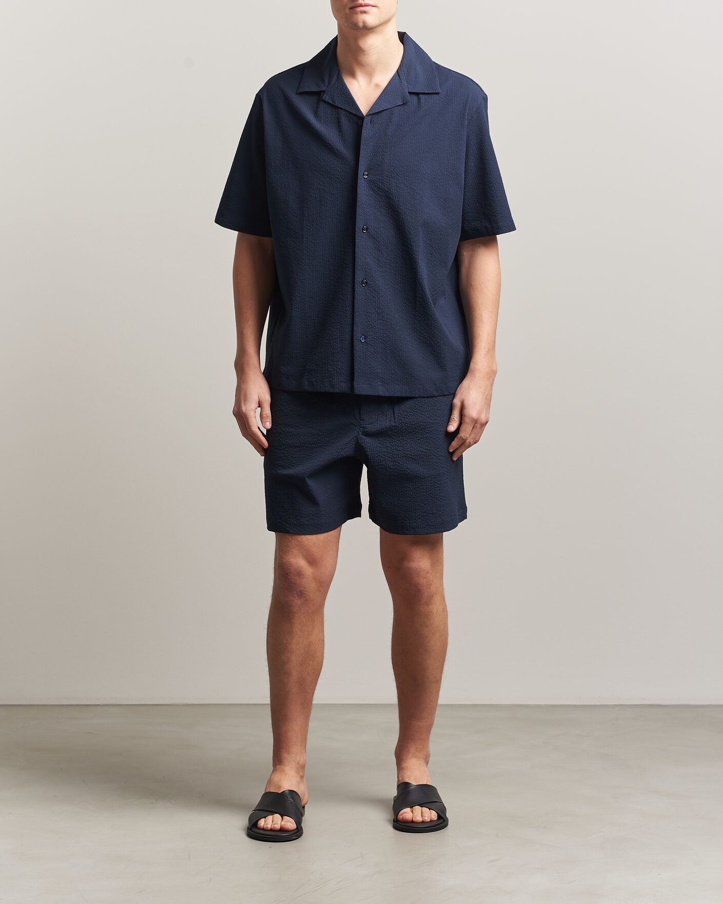 Herren | Shorts | Maison Kitsuné | Seersucker Drawstring Shorts Navy