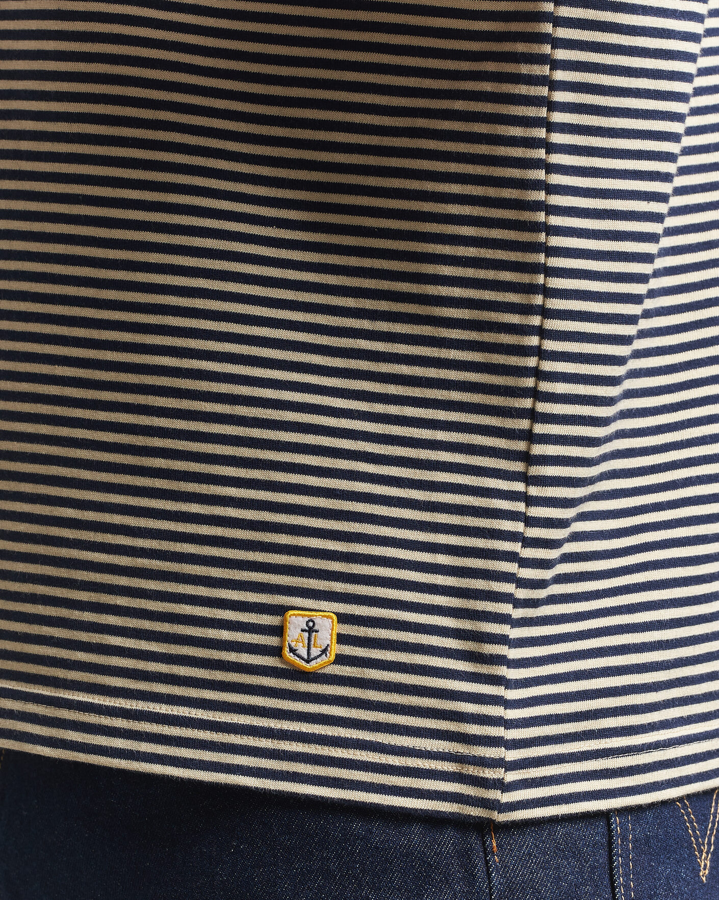 Herren | T-Shirts | Armor-lux | Callac Héritage Stripe T-Shirt Gravel/Marine Deep