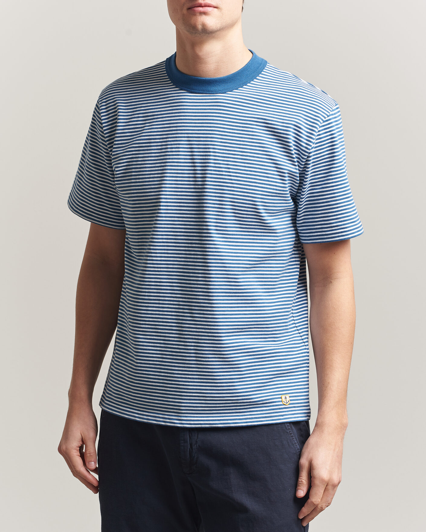 Herren | T-Shirts | Armor-lux | Callac Héritage Stripe T-Shirt Dark Blue/Blanc