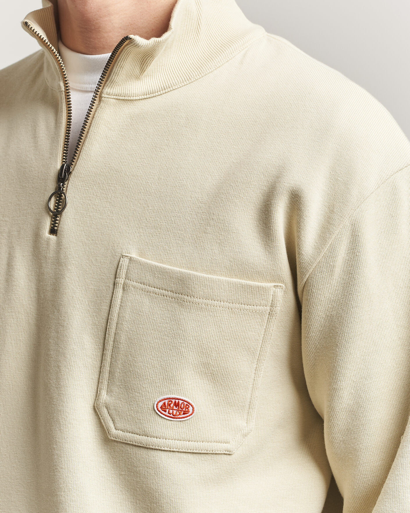 Herren | Pullover | Armor-lux | Camionneur Cotton Half Zip Sweater Gravel