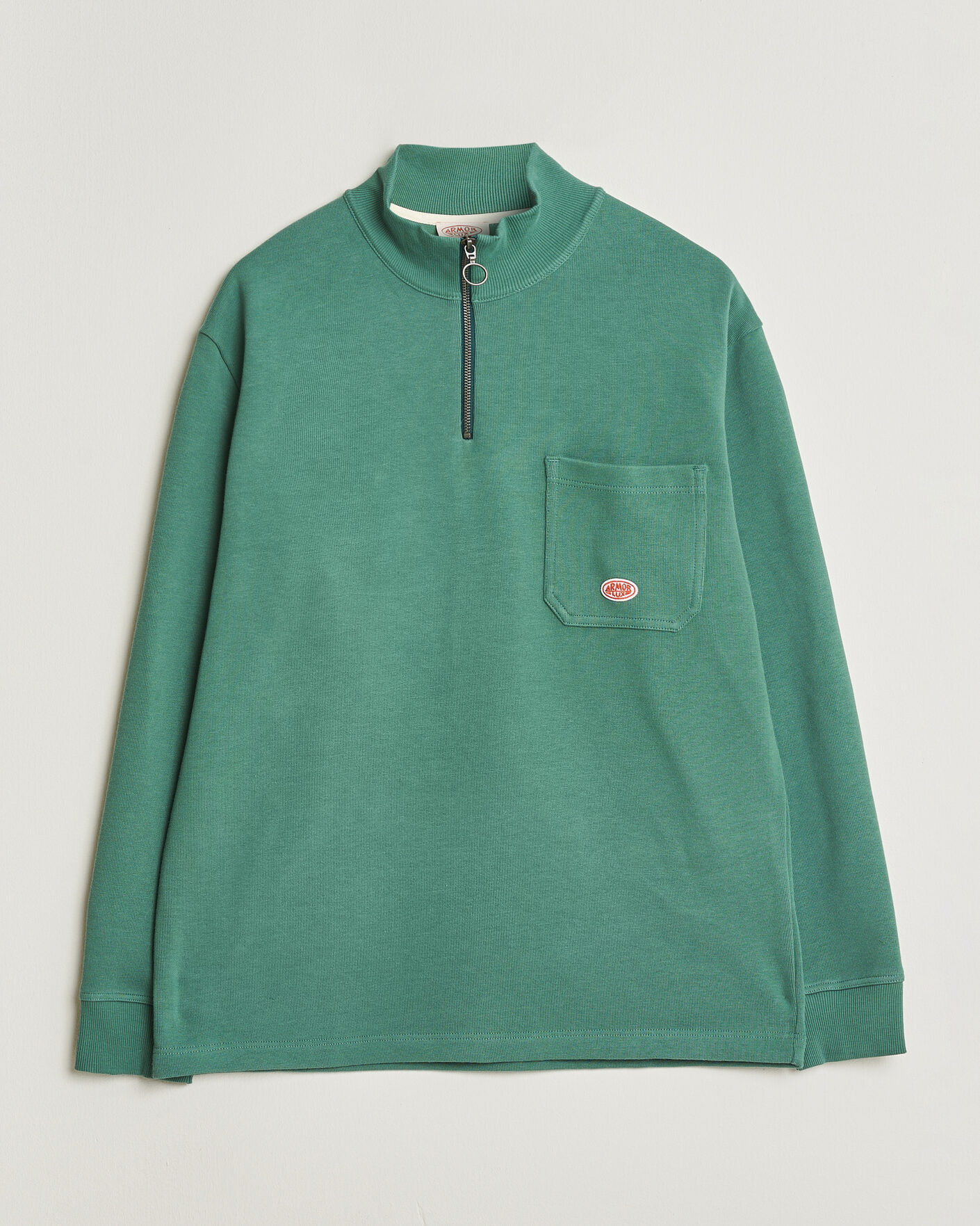 Herren | Pullover | Armor-lux | Camionneur Cotton Half Zip Sweater Dark Ivy