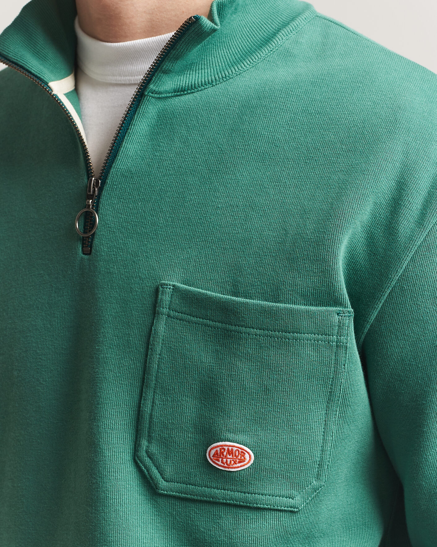 Herren | Pullover | Armor-lux | Camionneur Cotton Half Zip Sweater Dark Ivy