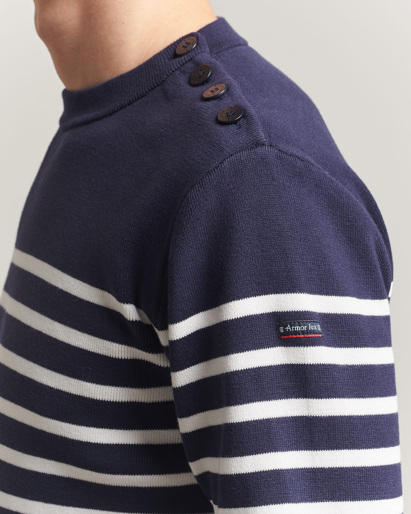Herren | Pullover | Armor-lux | Groix Striped Sweater Navy/Nature