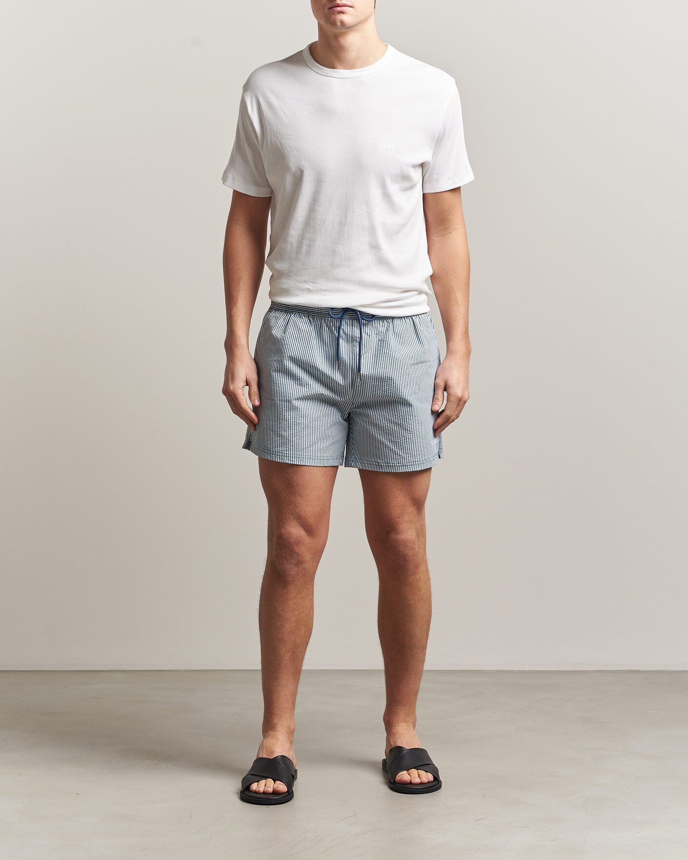 Herren | Badehosen | BOSS BLACK | Velvetfish Seersucker Swimshorts Open Blue