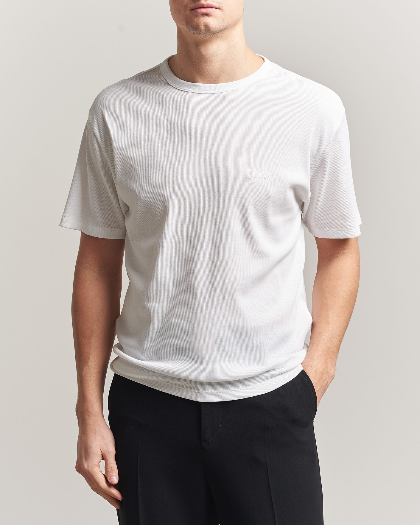 Herren | T-Shirts | BOSS BLACK | 2-Pack Ribbed T-Shirt White
