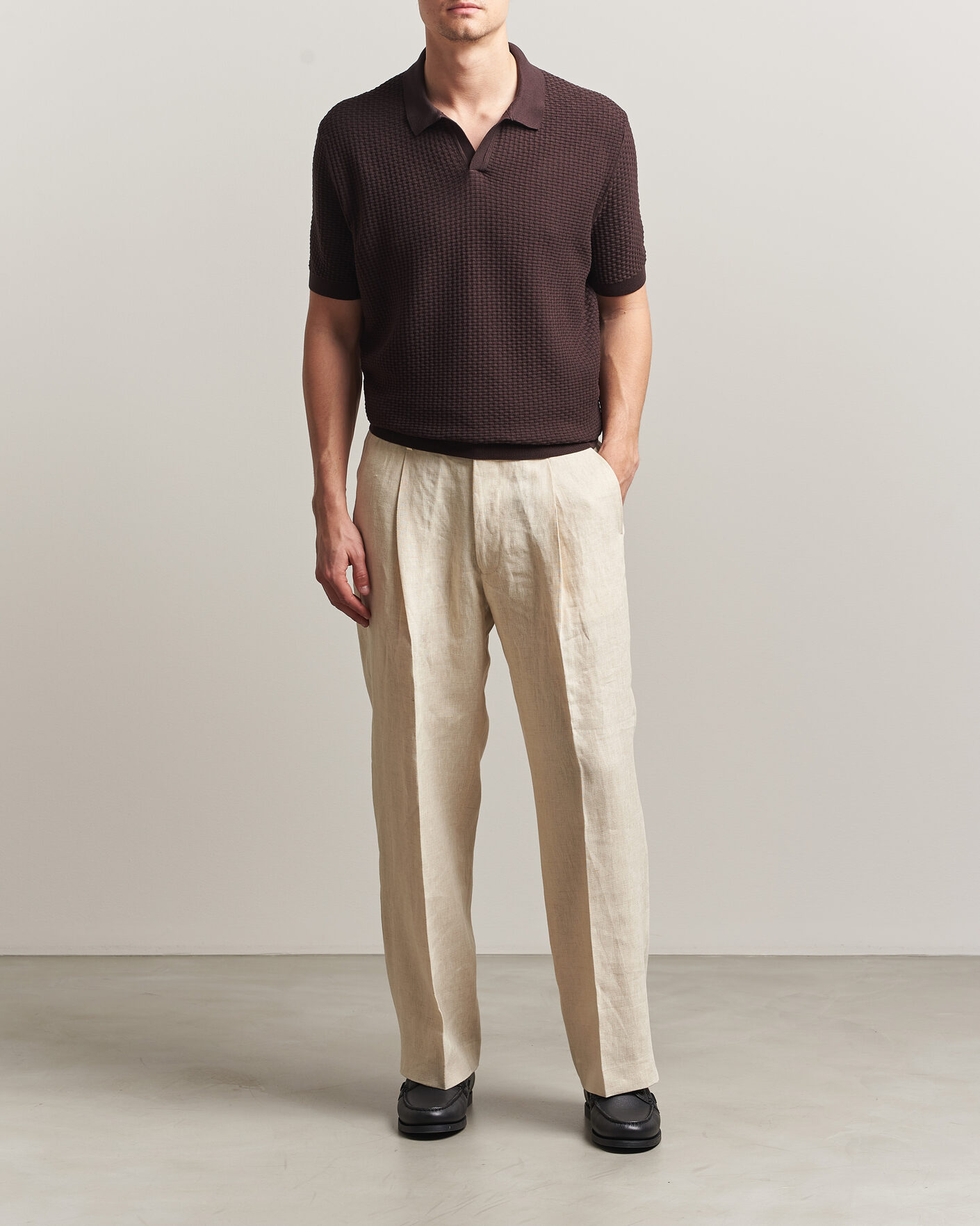 Herren | Poloshirts | BOSS BLACK | Natalo Structured Knitted Polo Dark Brown