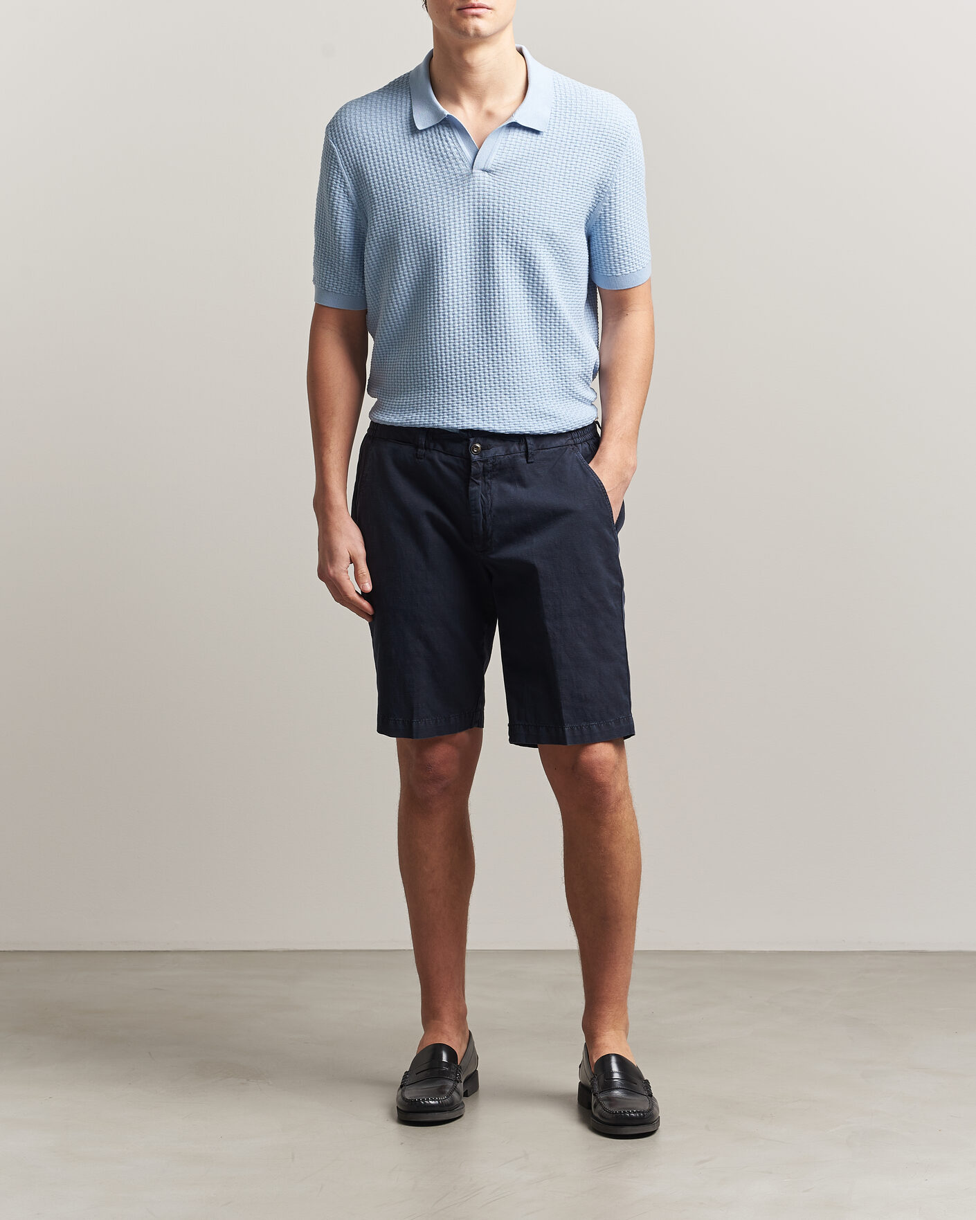 Herren | Poloshirts | BOSS BLACK | Natalo Structured Knitted Polo Light Blue