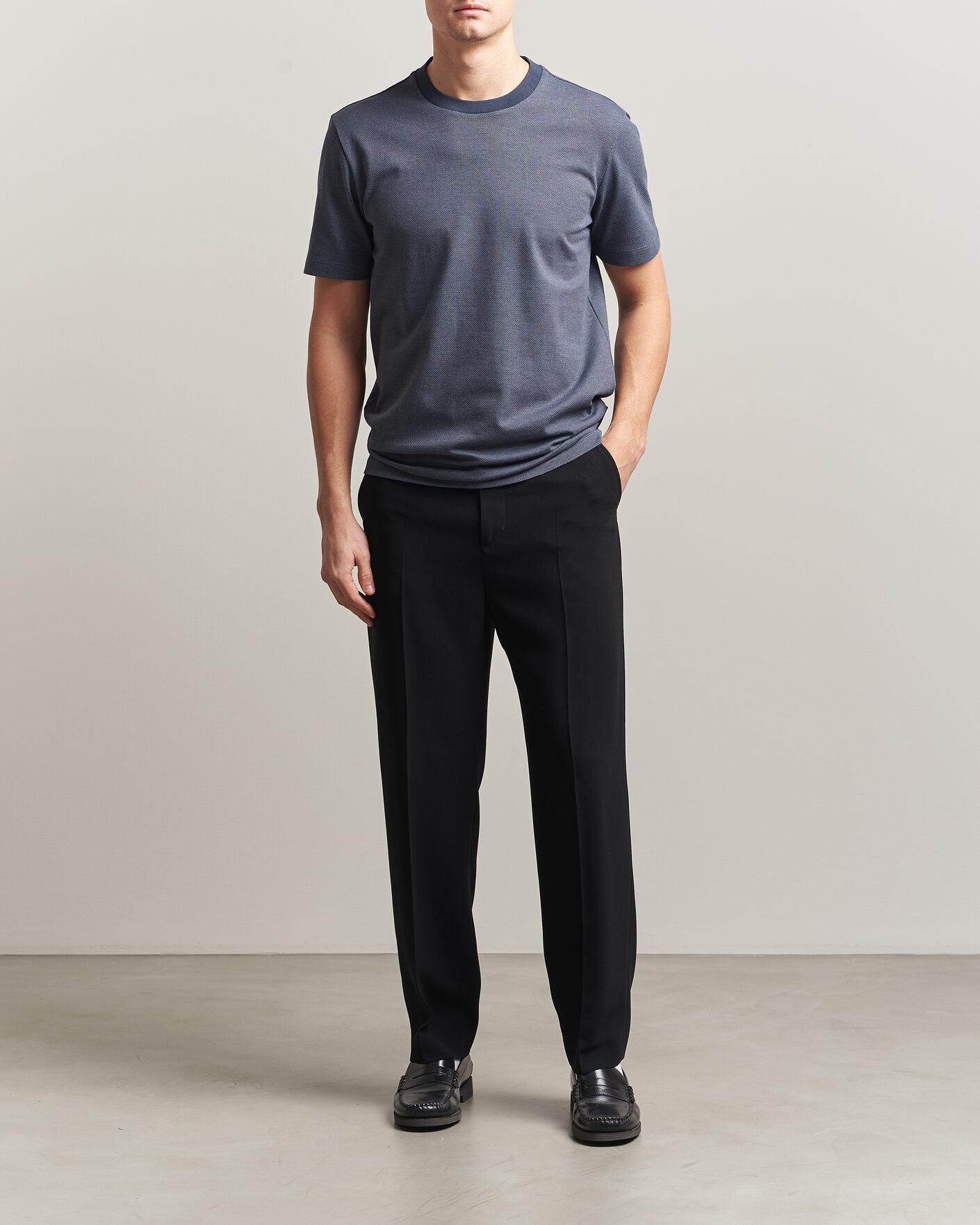 Herren | T-Shirts | BOSS BLACK | Thompson Structured T-Shirt Dark Blue