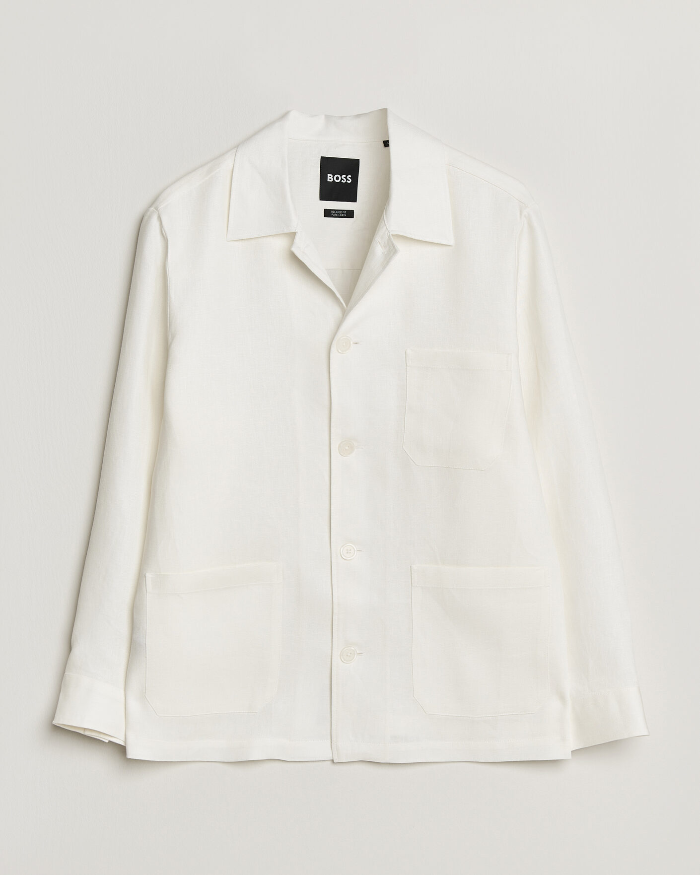 Herren | Hemden | BOSS BLACK | Cai Linen Overshirt White