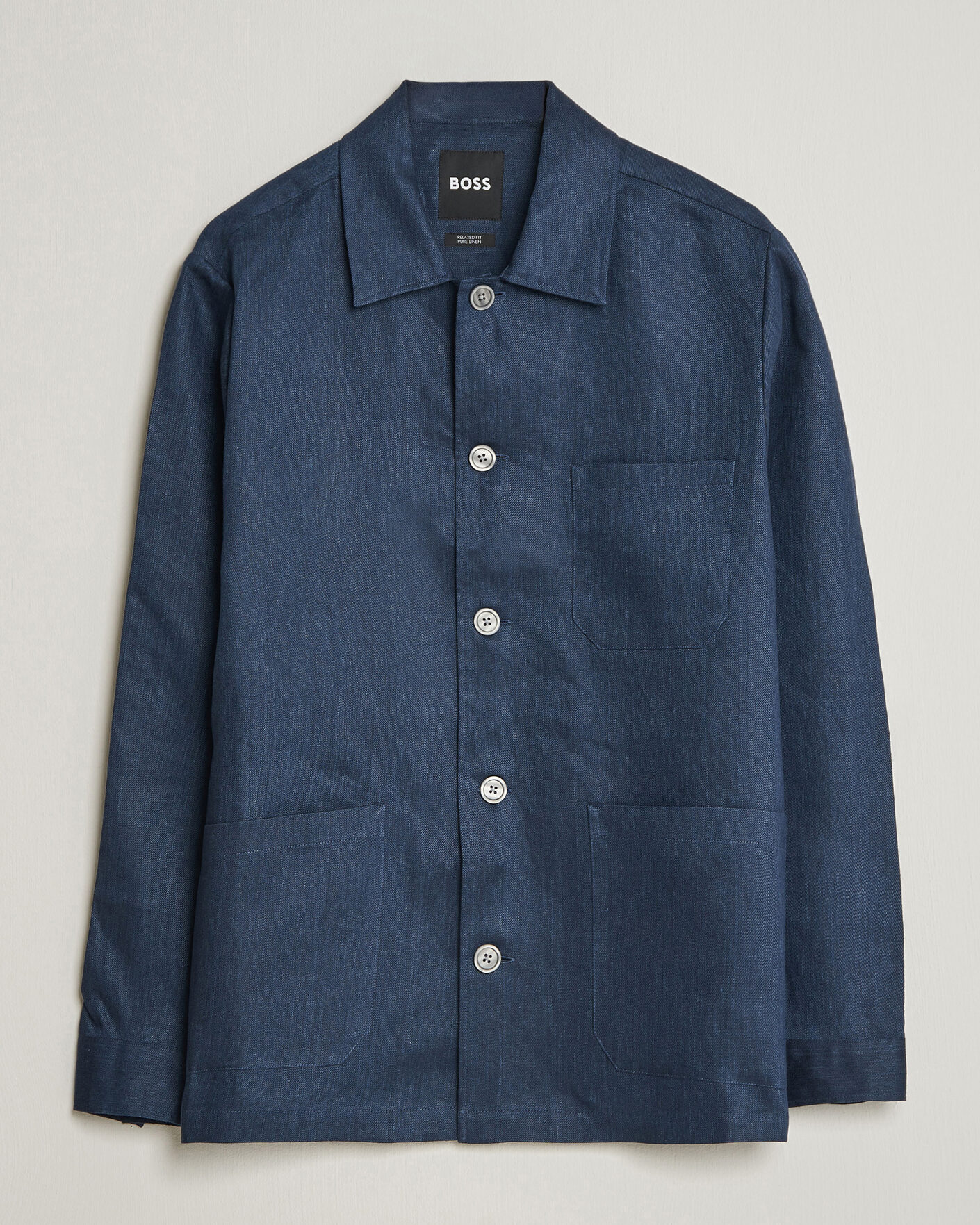 Herren | Hemden | BOSS BLACK | Cai Linen Overshirt Dark Blue