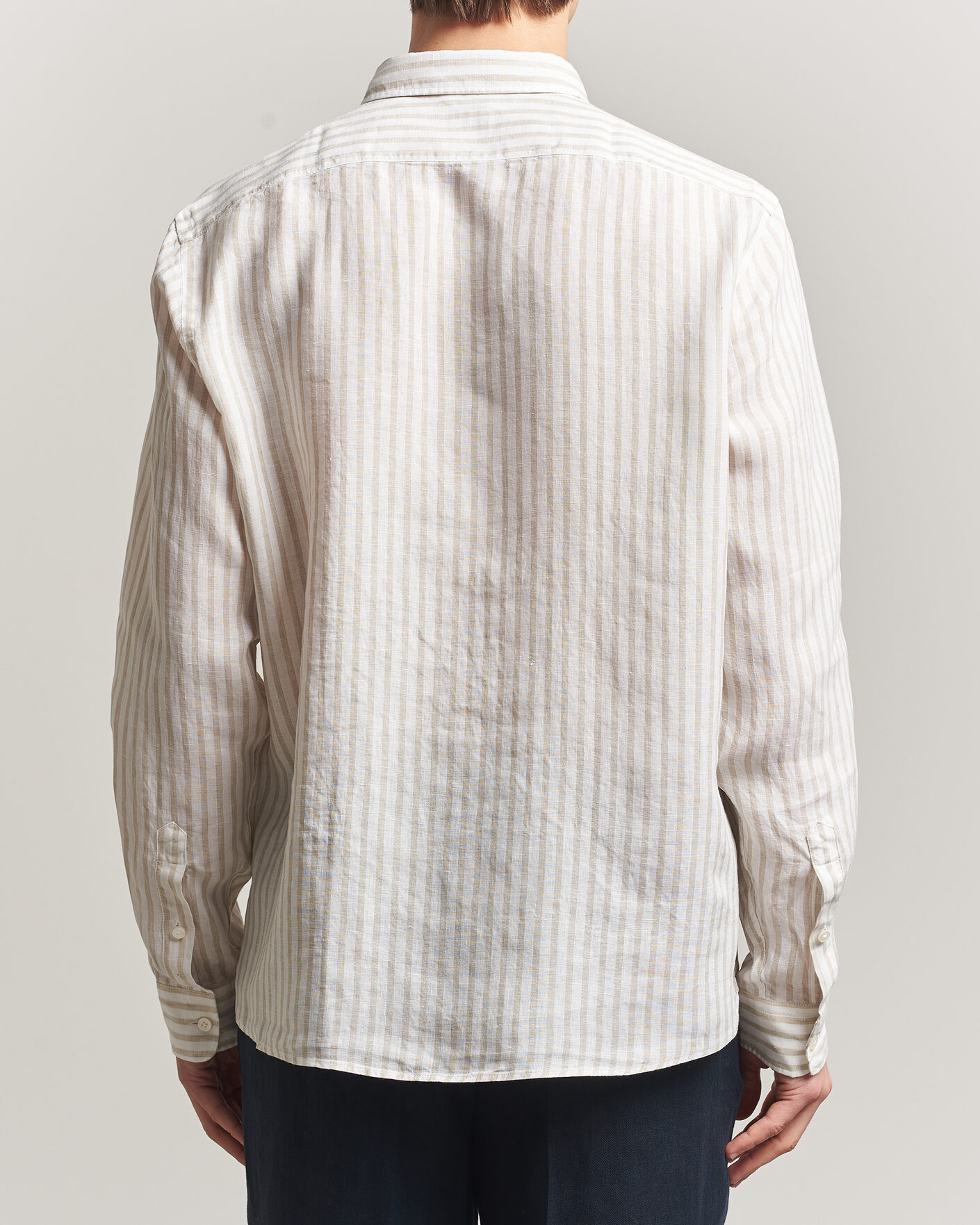 Herren | Hemden | BOSS BLACK | Liam Striped Linen Shirt Open Beige