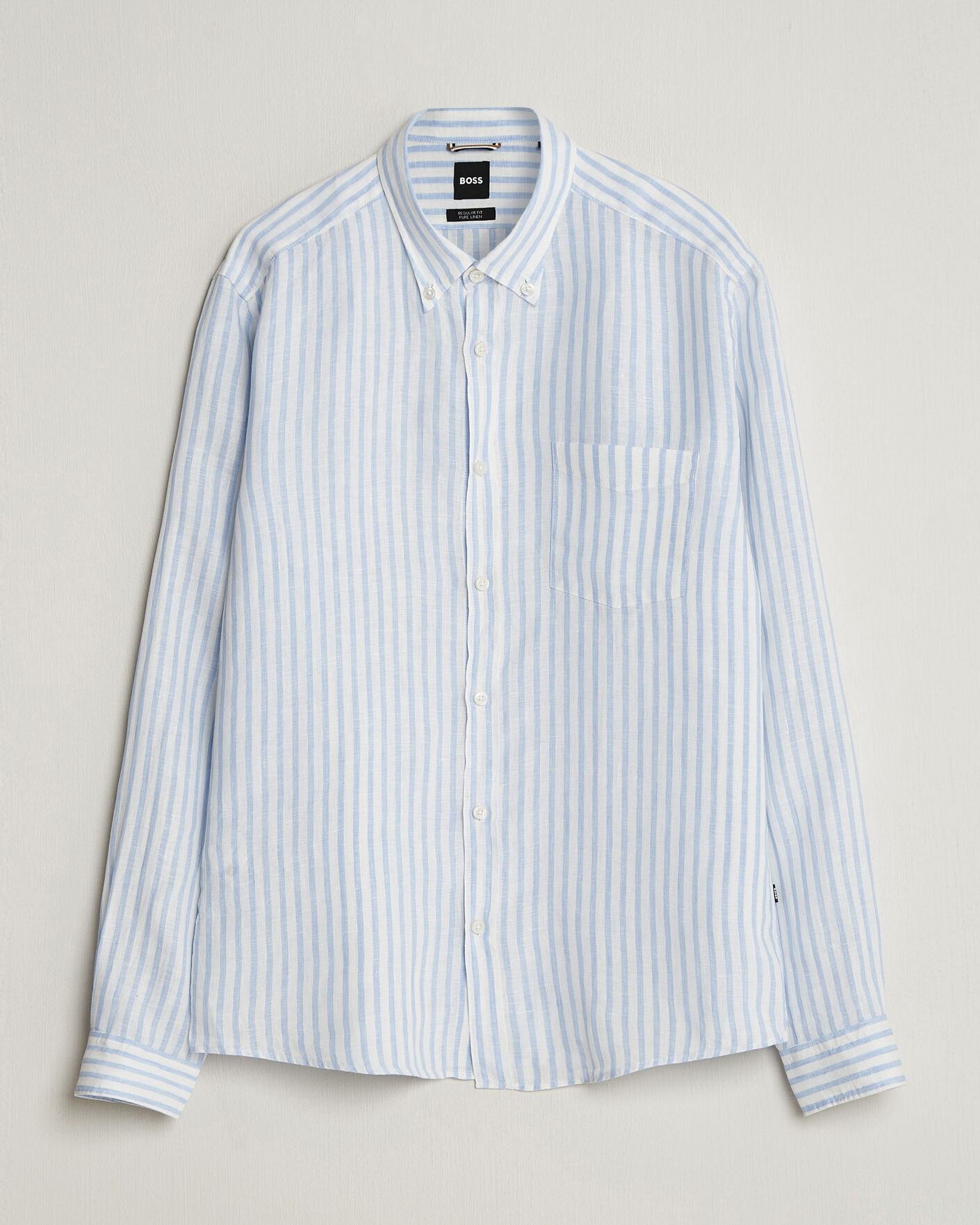 Herren | Hemden | BOSS BLACK | Liam Striped Linen Shirt Light Blue