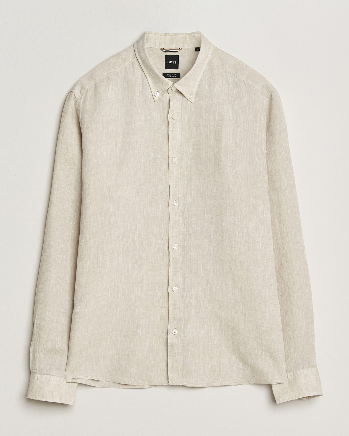 Herren | Hemden | BOSS BLACK | Liam Linen Shirt Open Beige