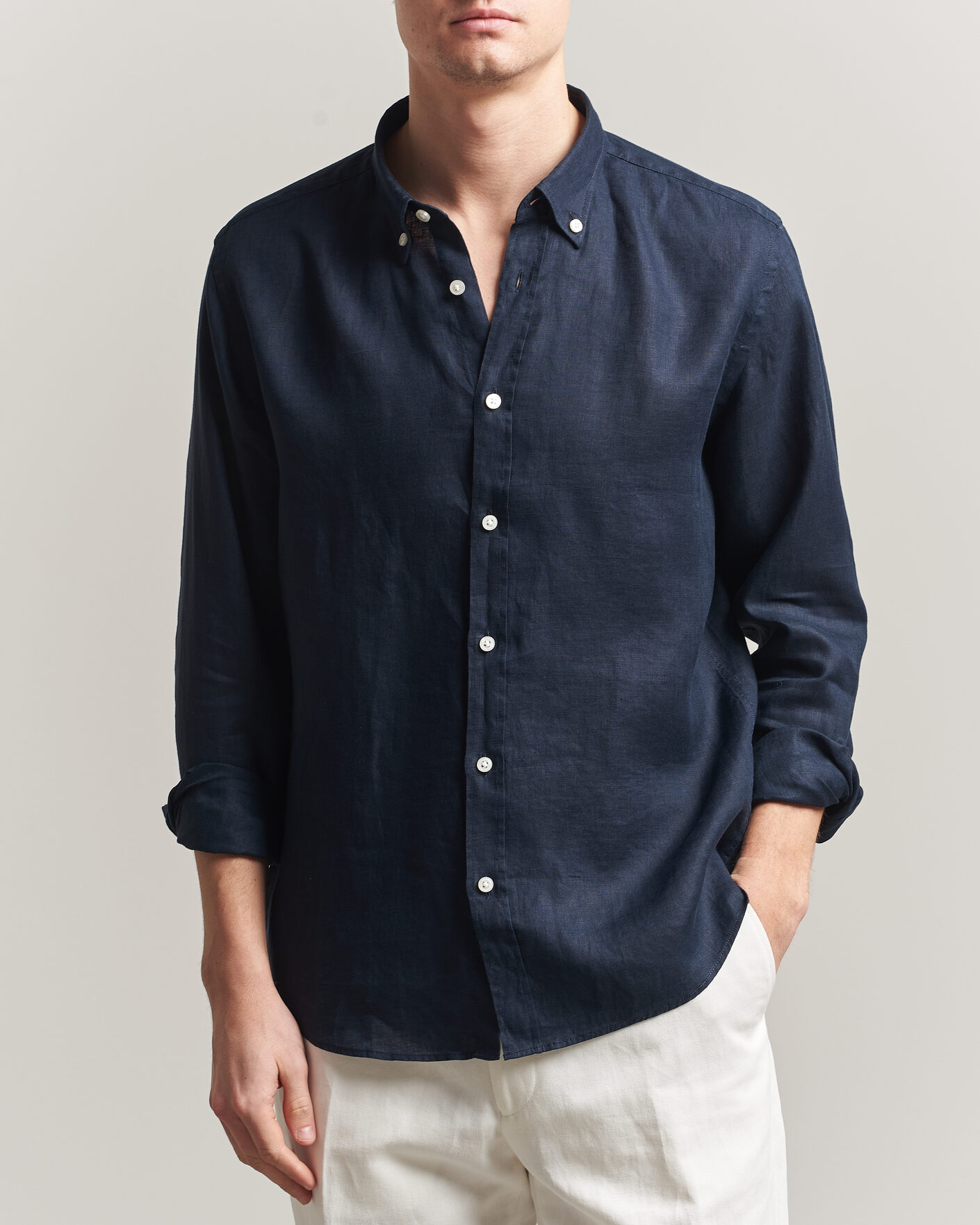 Herren | Hemden | BOSS BLACK | Liam Linen Shirt Dark Blue