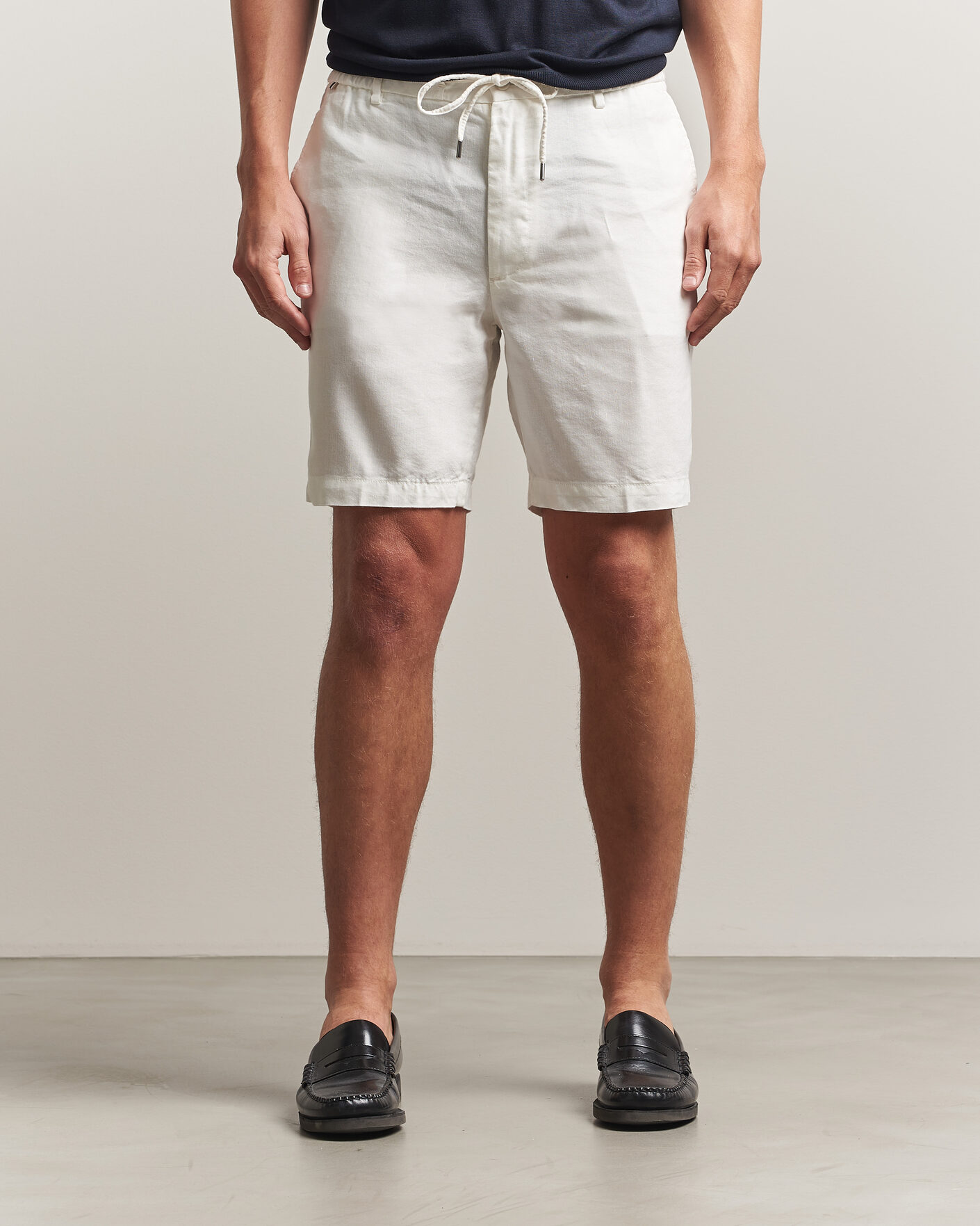 Herren | Shorts | BOSS BLACK | Kane Linen Drawstring Shorts White