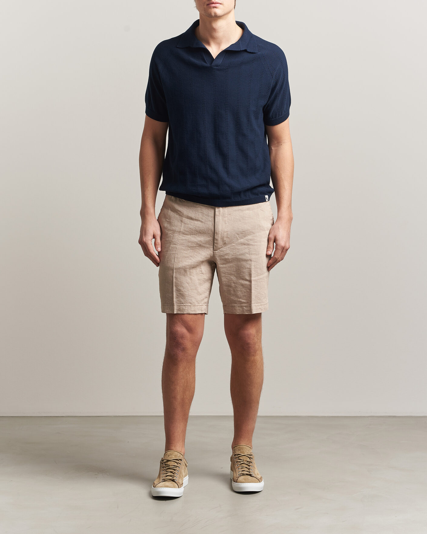 Herren | Shorts | BOSS BLACK | Kane Linen Drawstring Shorts Open Beige