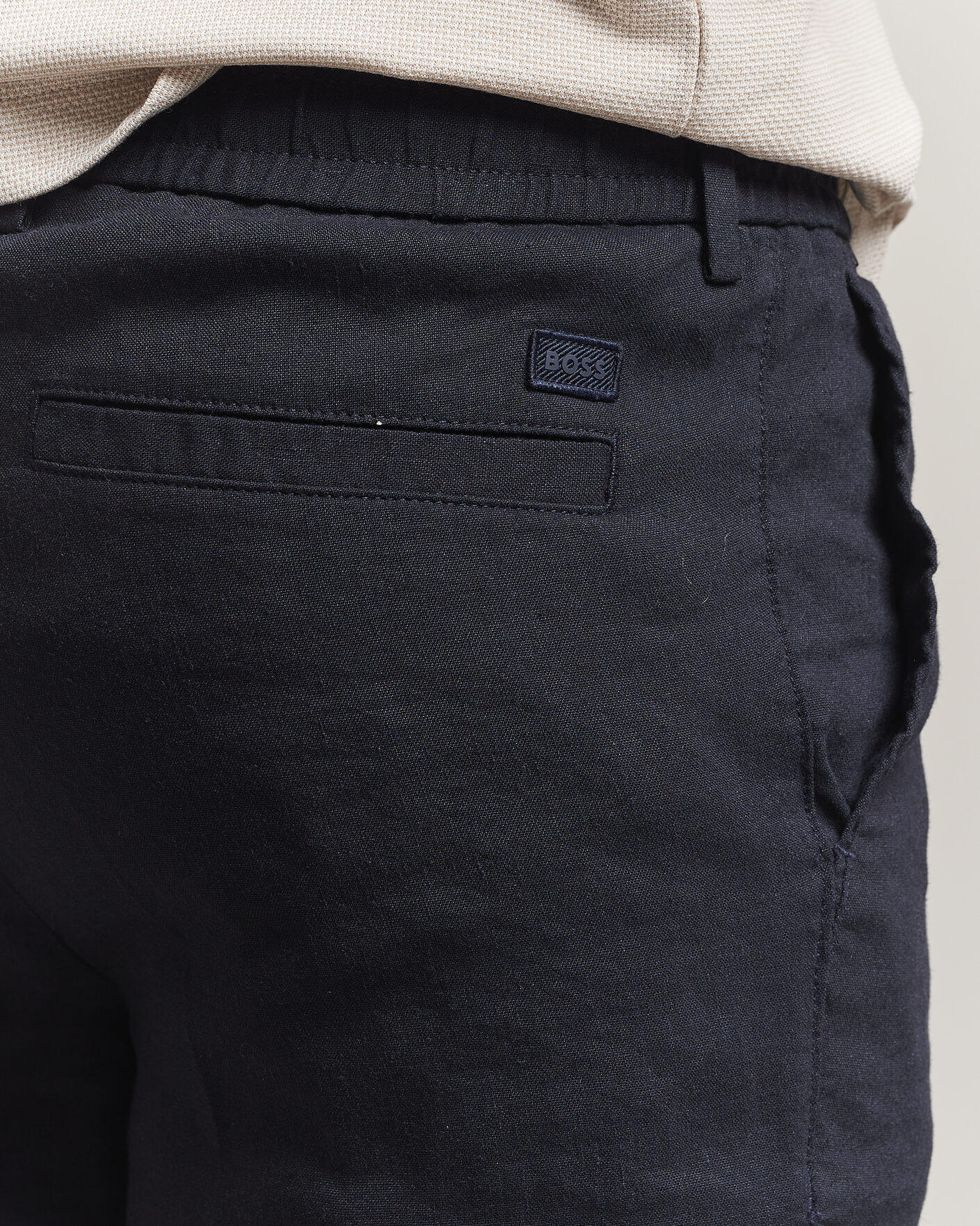 Herren | Shorts | BOSS BLACK | Kane Linen Drawstring Shorts Dark Blue
