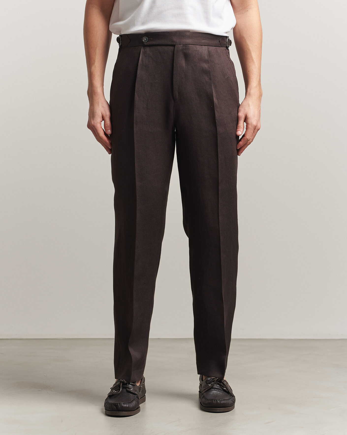 Herren | Hosen | BOSS BLACK | Perino Linen Suit Trousers Dark Brown