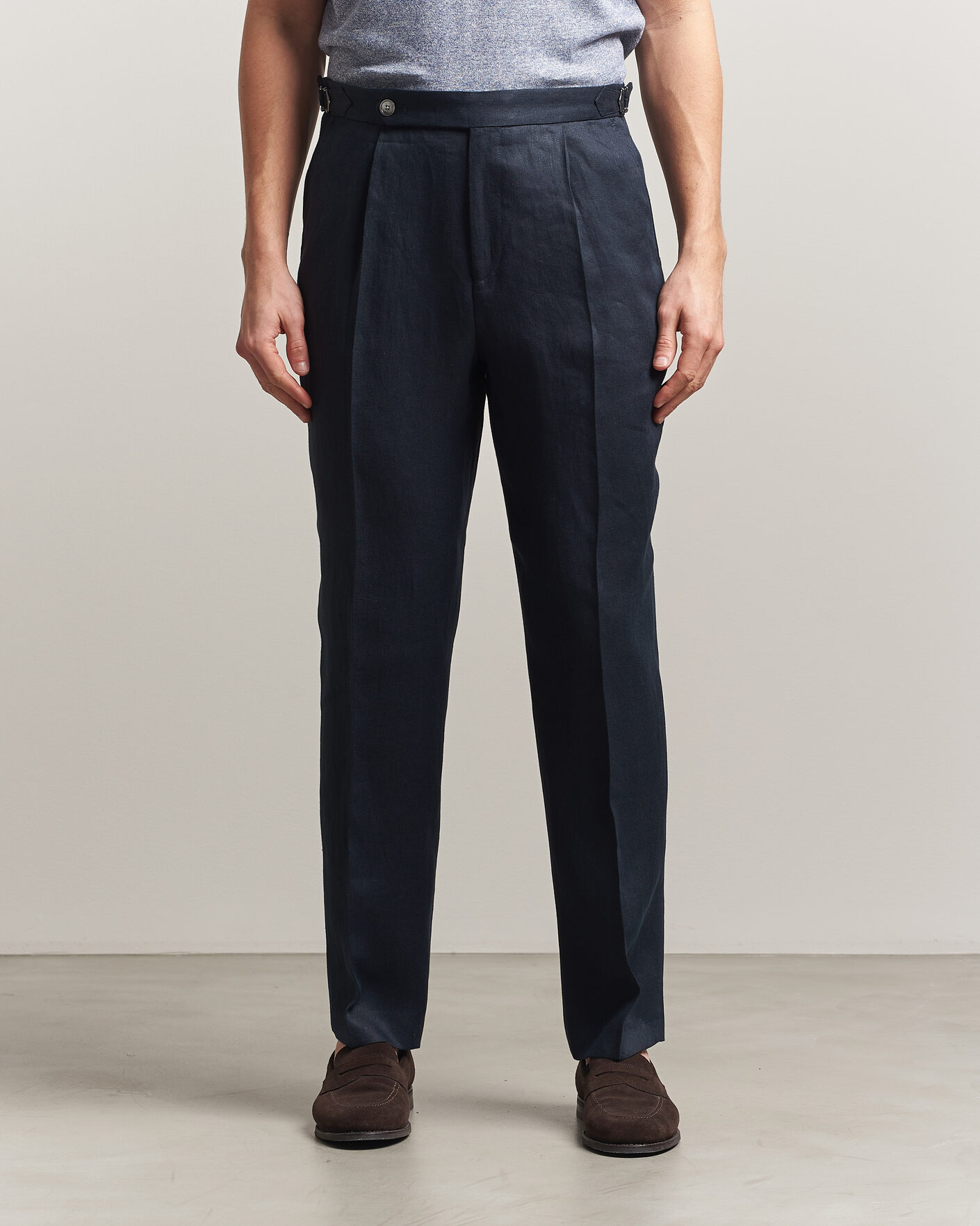 Herren | Hosen | BOSS BLACK | Perino Linen Suit Trousers Dark Blue
